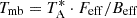 $ T_{\mathrm{mb}} = T_{\mathrm{A}}^{\ast} \cdot F_{\mathrm{eff}} / B_{\mathrm{eff}} $