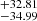 $ ^{+32.81}_{-34.99} $
