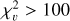 $\chi_{v}^{2}>100$