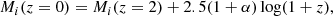 $$ \begin{aligned} M_i(z=0)=M_i(z=2)+2.5(1+\alpha ) \log (1+z), \end{aligned} $$