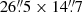 $ 26{{\overset{\prime\prime}{.}}}5\times 14{{\overset{\prime\prime}{.}}}7 $