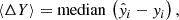 $$ \begin{aligned} \langle \Delta Y \rangle = \mathrm{median}\,\left(\hat{y}_i - y_i\right) , \end{aligned} $$