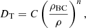 $$ \begin{aligned} D_{\rm T}=C\left(\frac{\rho _{\rm BC}}{\rho }\right)^n, \end{aligned} $$