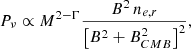 $$ \begin{aligned} P_{\nu } \propto M^{2-\Gamma } \frac{B^2 \, n_{e, r}}{\left[ B^2 + B_{CMB}^2 \right]^2}, \end{aligned} $$