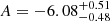 $ A=-6.08^{+0.51}_{-0.48} $
