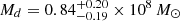 $ M_d=0.84_{-0.19}^{+0.20}\times10^8\,M_{\odot} $