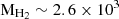 $ \rm M_{H_2} \sim 2.6 \times 10^3 $