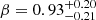 $ \beta=0.93^{+0.20}_{-0.21} $