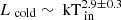 $ L_{\text{ cold}} \sim \text{ kT}_{\text{ in}}^{2.9\pm0.3} $