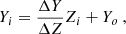 $$ \begin{aligned} Y_{i} = \frac{\Delta Y}{\Delta Z}Z_{i} + Y_{o}~, \end{aligned} $$