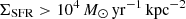 $ \Sigma_{\mathrm{SFR}} > 10^4\, M_\odot\, \rm{yr}^{-1} \, \rm{kpc}^{-2} $
