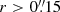 $ r > 0{{\overset{\prime\prime}{.}}}15 $