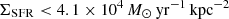 $ \Sigma_{\mathrm{SFR}} < 4.1\times10^{4}\, M_\odot \, \rm{yr}^{-1}\, \rm{kpc}^{-2} $