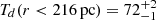 $ T_d(r < 216\, \rm{pc})=72^{+2}_{-1} $