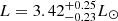 $ L=3.42^{+0.25}_{-0.23} L_{\odot} $