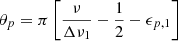 $$ \begin{aligned} \theta _p = \pi \left[\frac{\nu }{\Delta \nu _1}-\frac{1}{2}-\epsilon _{p,1}\right] \end{aligned} $$