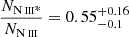 $ \frac{N_{{{\mathrm{N}\,\textsc{iii*}}}}}{N_{{{\mathrm{N}\,\textsc{iii}}}}} = 0.55^{+0.16}_{-0.1} $