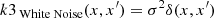 $$ \begin{aligned} k3_{\text{ White} \text{ Noise}}(x, x^{\prime }) = \sigma ^2 \delta (x, x^{\prime }) \end{aligned} $$