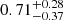 $ 0.71^{+0.28}_{-0.37} $