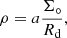 $$ \begin{aligned} \rho&= a\frac{\Sigma _{\circ }}{{R_{\rm d}}}, \end{aligned}$$