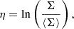 $$ \begin{aligned} \eta = \ln \left(\frac{\Sigma }{\langle \Sigma \rangle } \right), \end{aligned} $$