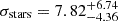 $ \sigma_{\mathrm{stars}} = 7.82^{+6.74}_{-4.36} $