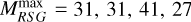 $M_{RSG}^{\max } = 31,31,41,27$