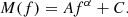 $$ \begin{aligned} M (f) = A f^{\alpha } + C .\end{aligned} $$