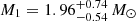$ M_1 = 1.96^{+0.74}_{-0.54}\,M_\odot $