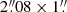 $ {2}{{\overset{\prime\prime}{.}}}08 \times {1}{{\overset{\prime\prime}{.}}} $
