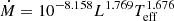 $ \dot{M} = 10^{-8.158}L^{1.769}T_{\mathrm{eff}}^{1.676} $