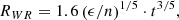$$ \begin{aligned} R_{WR}= 1.6 \left(\epsilon /n\right)^{1/5} \cdot t^{3/5} , \end{aligned} $$