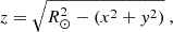 $$ \begin{aligned} z=\sqrt{R_\odot ^2-(x^2+y^2)}\ , \end{aligned} $$