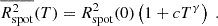 $$ \begin{aligned} \overline{R^2_\mathrm{spot} }(T)=R^2_\mathrm{spot} (0)\left(1+c T^\gamma \right)\ . \end{aligned} $$