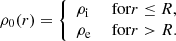 $$ \rho _0(r)={\left\{ \begin{array}{ll} \rho _{\rm i}&\text{ for} r\le R,\\ \rho _{\rm e}&\text{ for} r>R. \end{array}\right.} $$