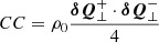 $ CC=\rho_0\frac{\boldsymbol{\delta Q}^+_\perp\cdot \boldsymbol{\delta Q}^-_\perp}{4} $