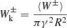 $$ \begin{aligned} W_{\rm k}^\pm =\frac{\langle W^\pm \rangle }{\pi \gamma ^2R^2} \end{aligned} $$