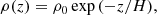 $$ \begin{aligned} \rho (z)&= \rho _0 \exp {(-z/H)}, \end{aligned} $$