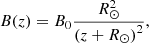 $$ \begin{aligned} B(z)&= B_0 \frac{R_\odot ^2}{\left(z+R_\odot \right)^2},\end{aligned} $$