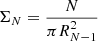 $$ \begin{aligned} \Sigma _N=\frac{N}{\pi R^2_{N-1}} \end{aligned} $$