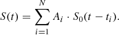 $$ \begin{aligned} S(t) = \sum _{i = 1}^{N} A_i \cdot S_0(t - t_i). \end{aligned} $$