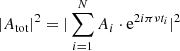 $$ \begin{aligned} |A_{\rm tot}|^2&= |\sum _{i = 1}^{N} A_i \cdot \mathrm{e}^{2 i\pi \nu t_i}|^2 \end{aligned} $$