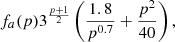 $$ \begin{aligned} f_a(p)3^{\frac{p+1}{2}}\left(\frac{1.8}{p^{0.7}}+\frac{p^2}{40}\right), \end{aligned} $$