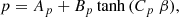 $$ \begin{aligned} p= A_p + B_p\tanh {(C_p\ \beta )} ,\end{aligned} $$
