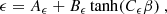 $$ \begin{aligned} \epsilon =A_\epsilon + B_\epsilon \tanh (C_\epsilon \beta )\ , \end{aligned} $$