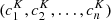 $ (c^{K}_{1}, c^{K}_{2}, \ldots, c^{K}_{n}) $
