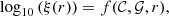 $$ \begin{aligned} \log _{10}\left(\xi (r)\right) = f (\mathcal{C} , \mathcal{G} , r), \end{aligned} $$