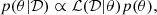 $$ \begin{aligned} p(\theta | {\mathcal{D} }) \propto {\mathcal{L} } ({\mathcal{D} }|\theta ) p(\theta ), \end{aligned} $$