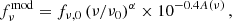 $$ \begin{aligned} f_\nu ^\mathrm{mod} = f_{\nu ,0}\, (\nu /\nu _0)^\alpha \times 10^{-0.4 A(\nu )}\,, \end{aligned} $$