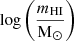 $ \log\left(\frac{m_{\mathrm{HI}}}{\mathrm{M}_\odot}\right) $